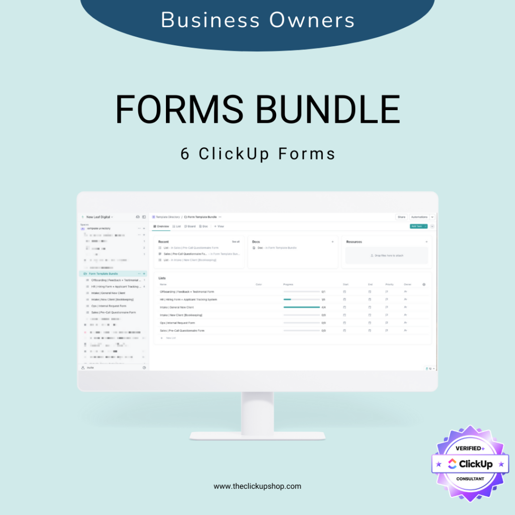ClickUp Form Template Bundle